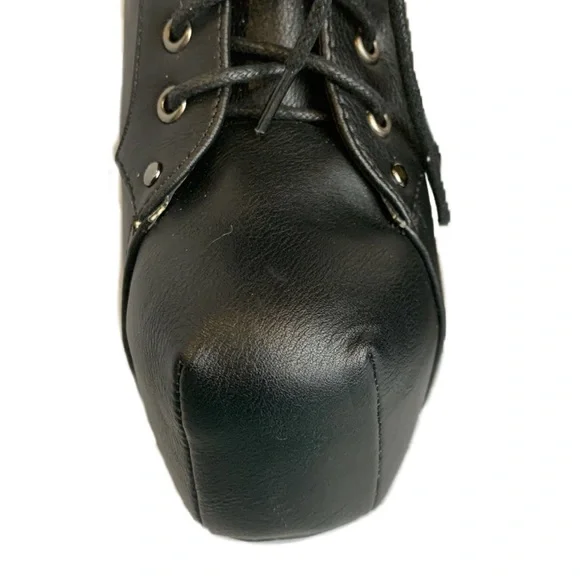 Breckelle's Lace Up Wooden Chunky High Heel Ankle Boot Bootie Size 9.5 - Picture 4 of 11